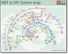 Singapore MRT & LRT train / rail map